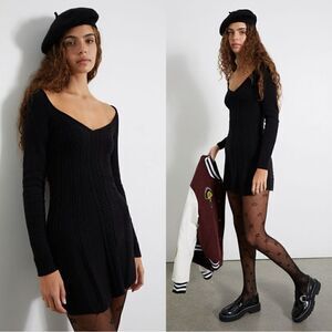 Free People Small World Mini Black Sweater Dress Size XS